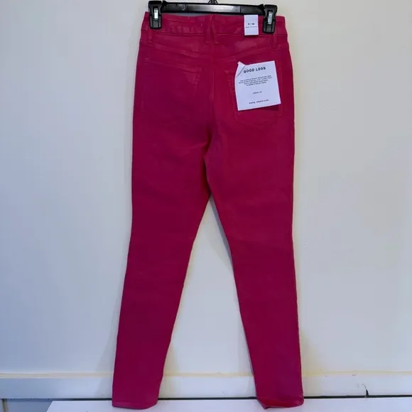 Good American Good Legs Coated Ankle Skinny Stretch Jeans Sz 6/28 NWT Hot Pink