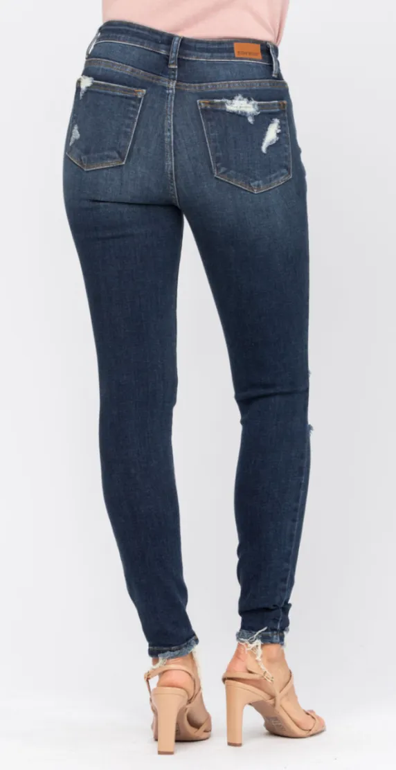 Good For You Judy Blue Distressed Skinny Jeans