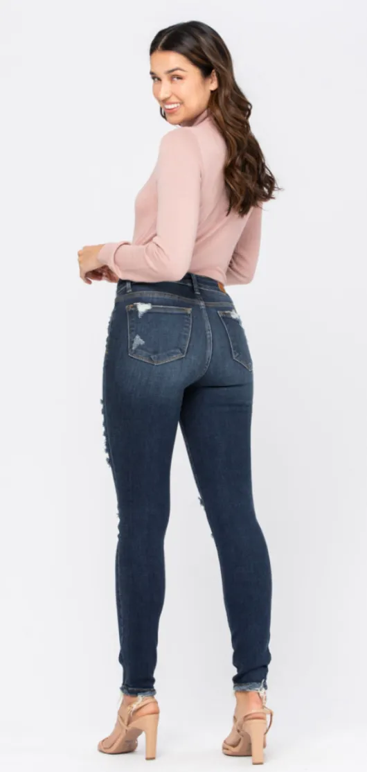Good For You Judy Blue Distressed Skinny Jeans