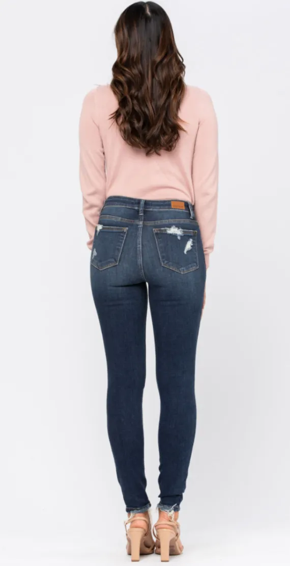 Good For You Judy Blue Distressed Skinny Jeans