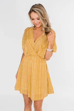 Greatest Love Story Tie Detail Dress- Mustard