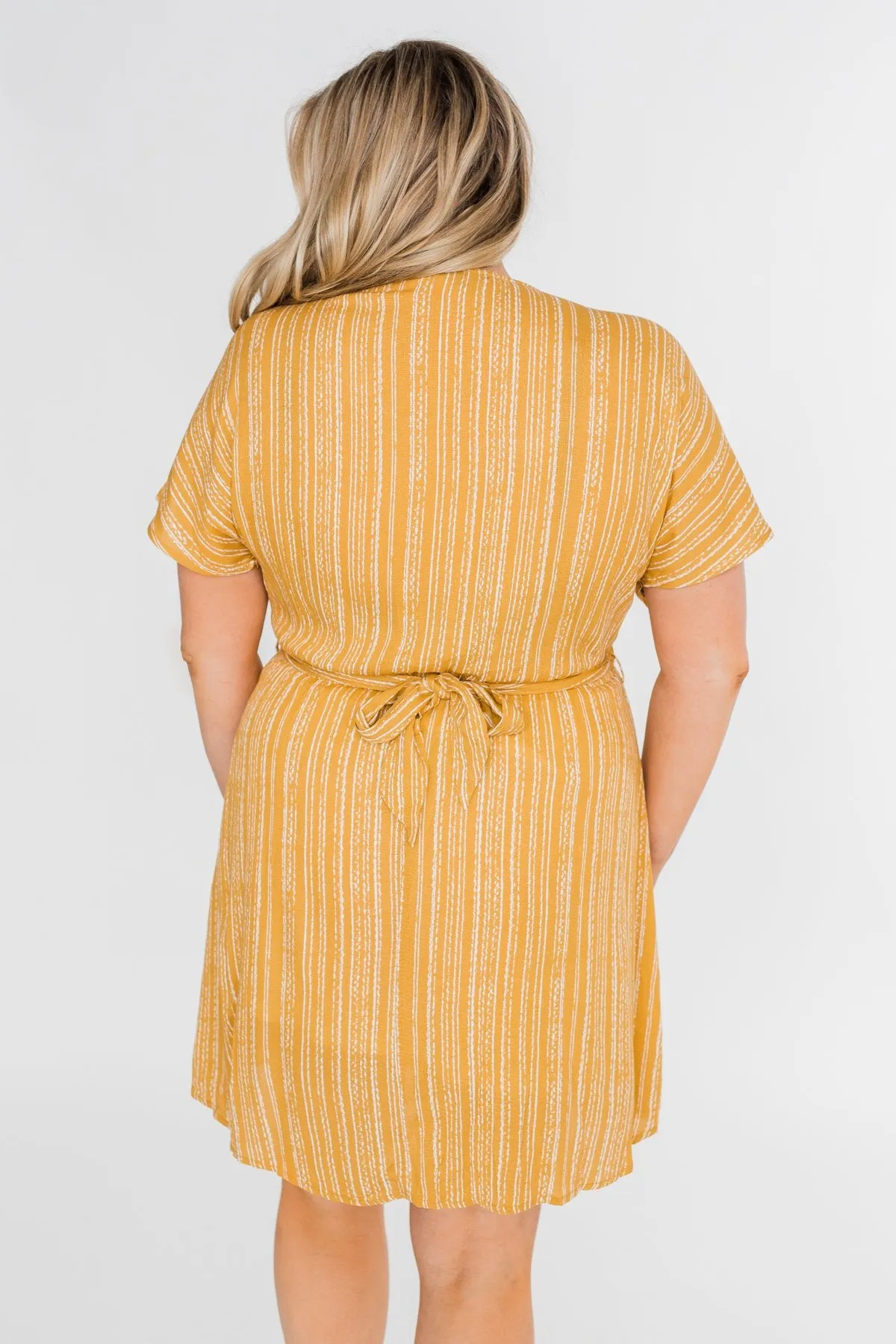 Greatest Love Story Tie Detail Dress- Mustard