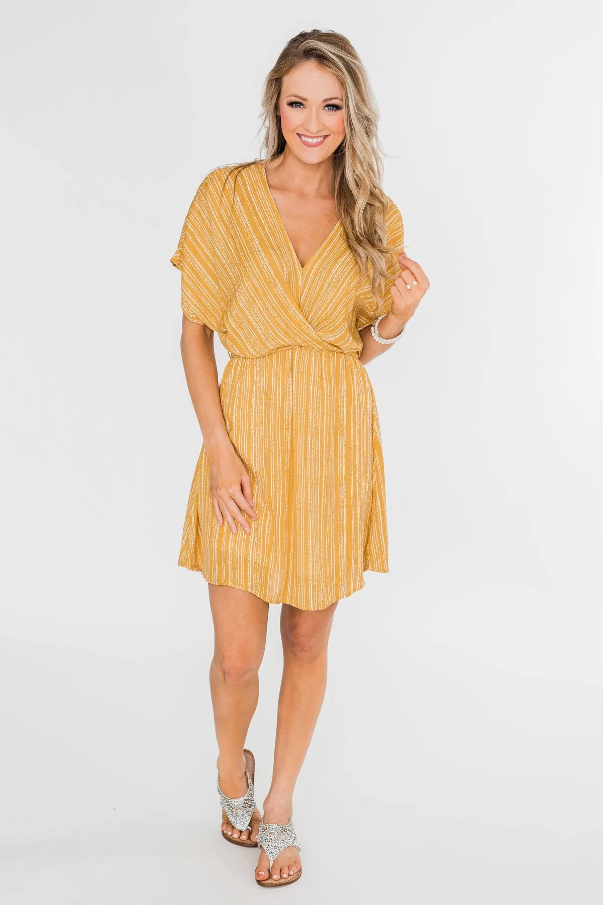 Greatest Love Story Tie Detail Dress- Mustard