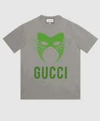 Gucci Oversized Jersey Mask Printed Cotton T-Shirt in Gray