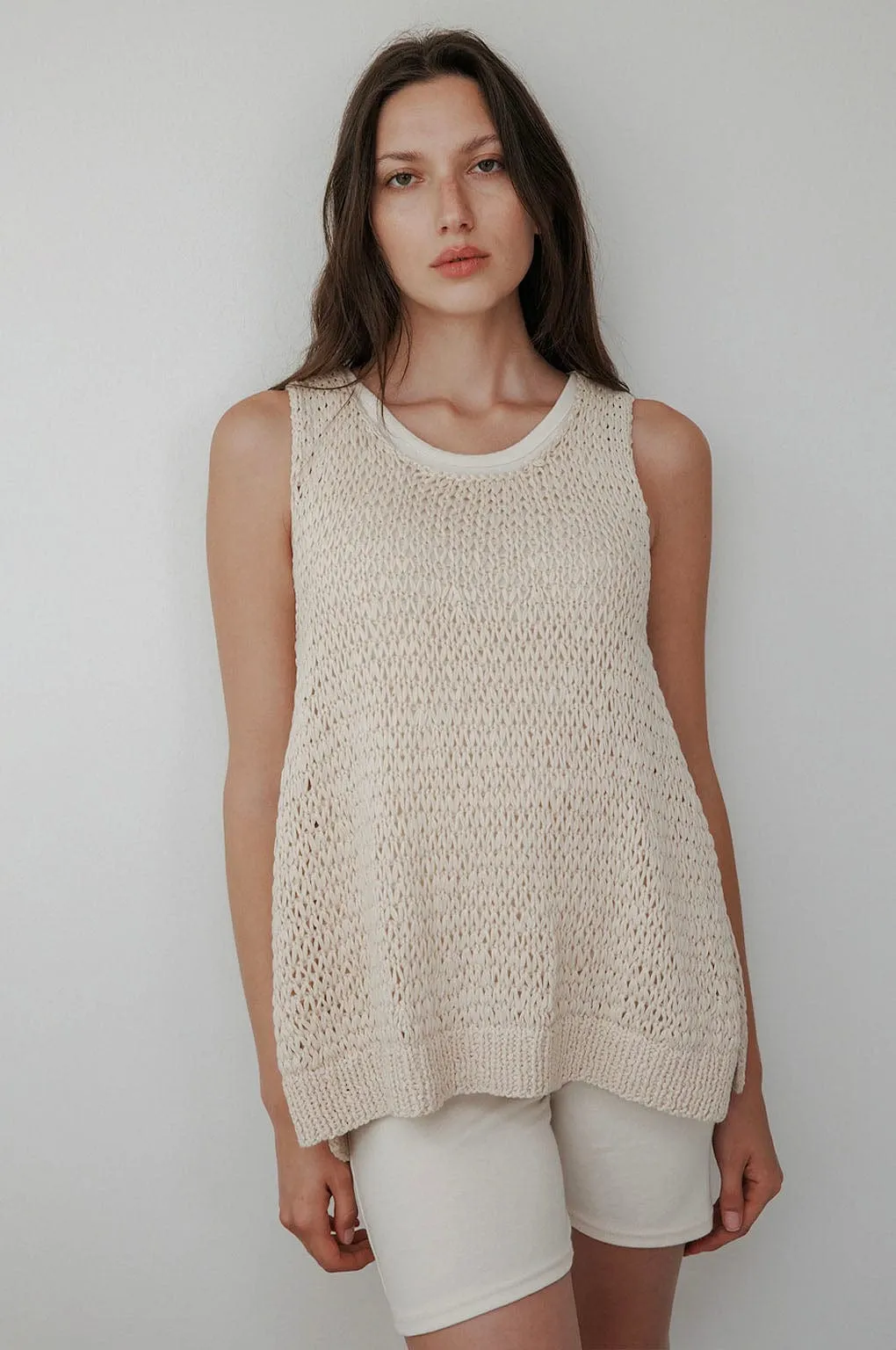 Hand Knit Tank | Bone