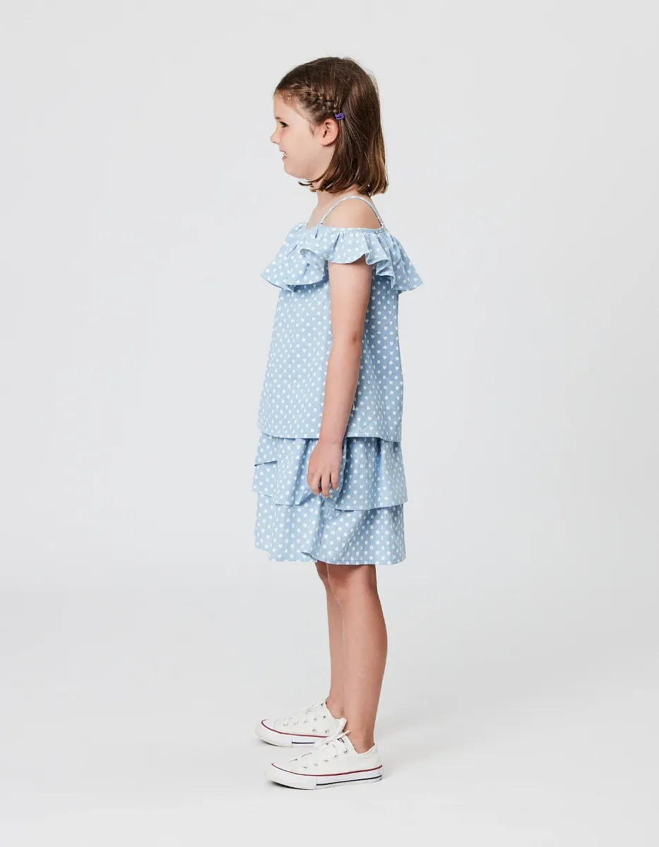 Hearts Chambray Ruffle Top
