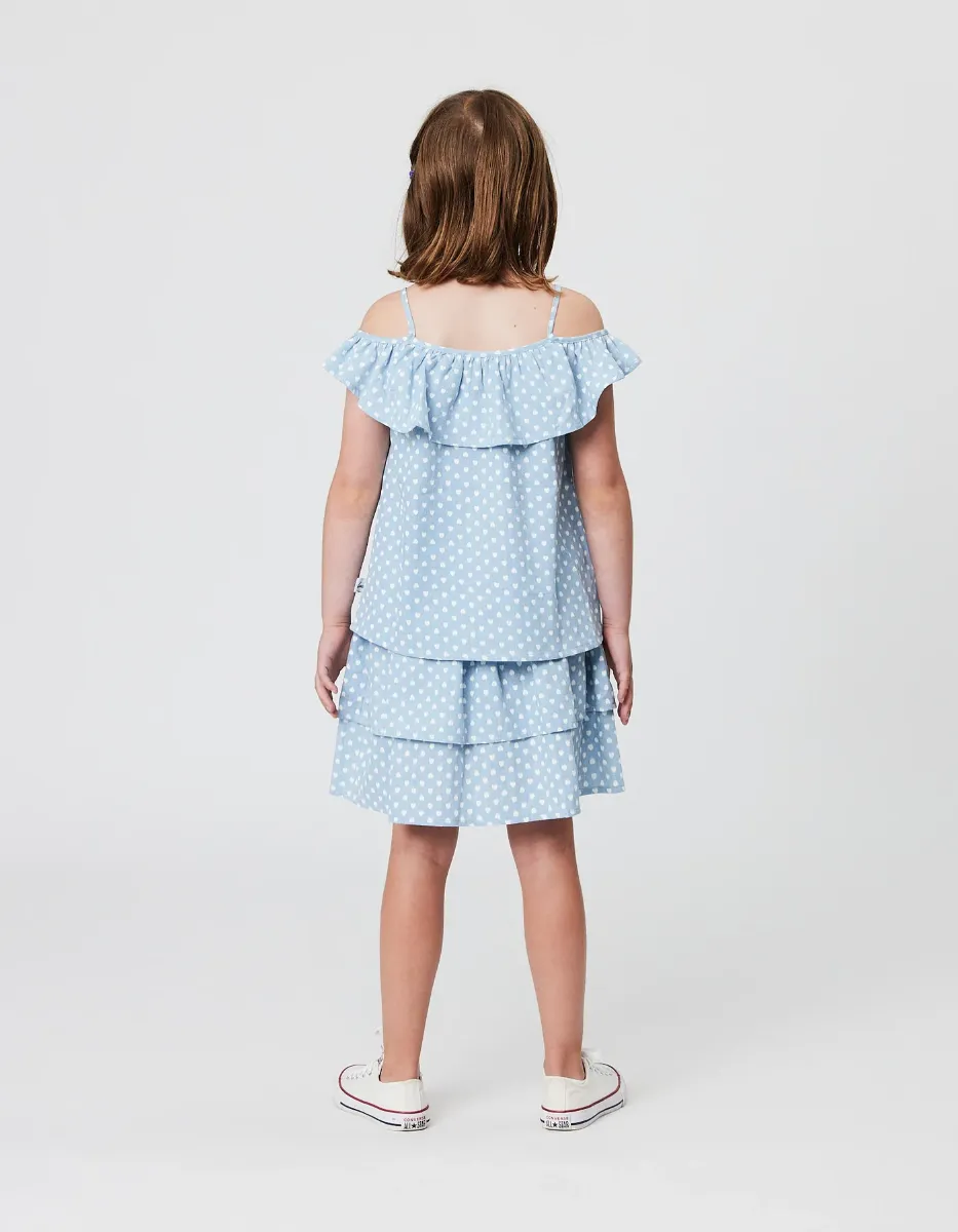 Hearts Chambray Ruffle Top