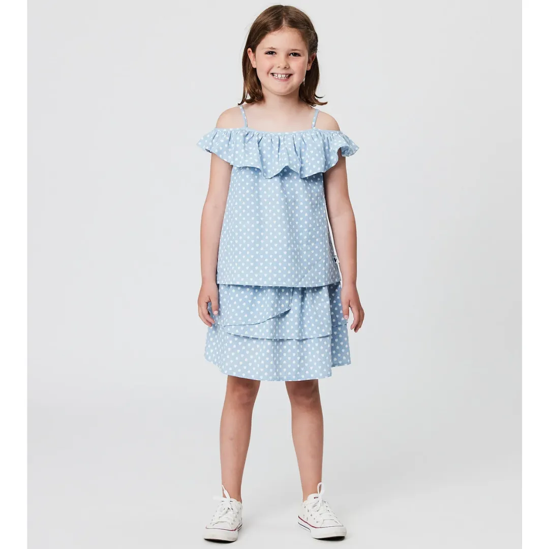 Hearts Chambray Ruffle Top