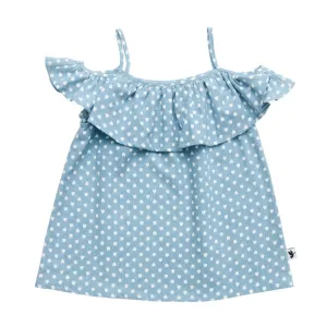 Hearts Chambray Ruffle Top