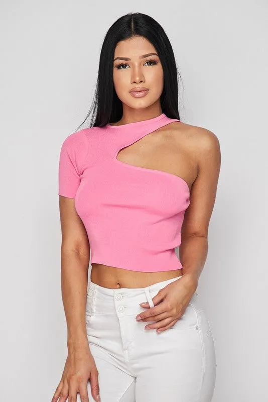 Hearts One Shoulder Top-HOEA6946