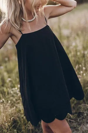 Hollow Embroidery Hem Slip Mini Dress