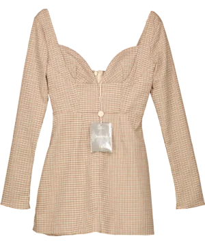 House of CB Brown Angelie Check Mini Dress (bigger Cup) UK S