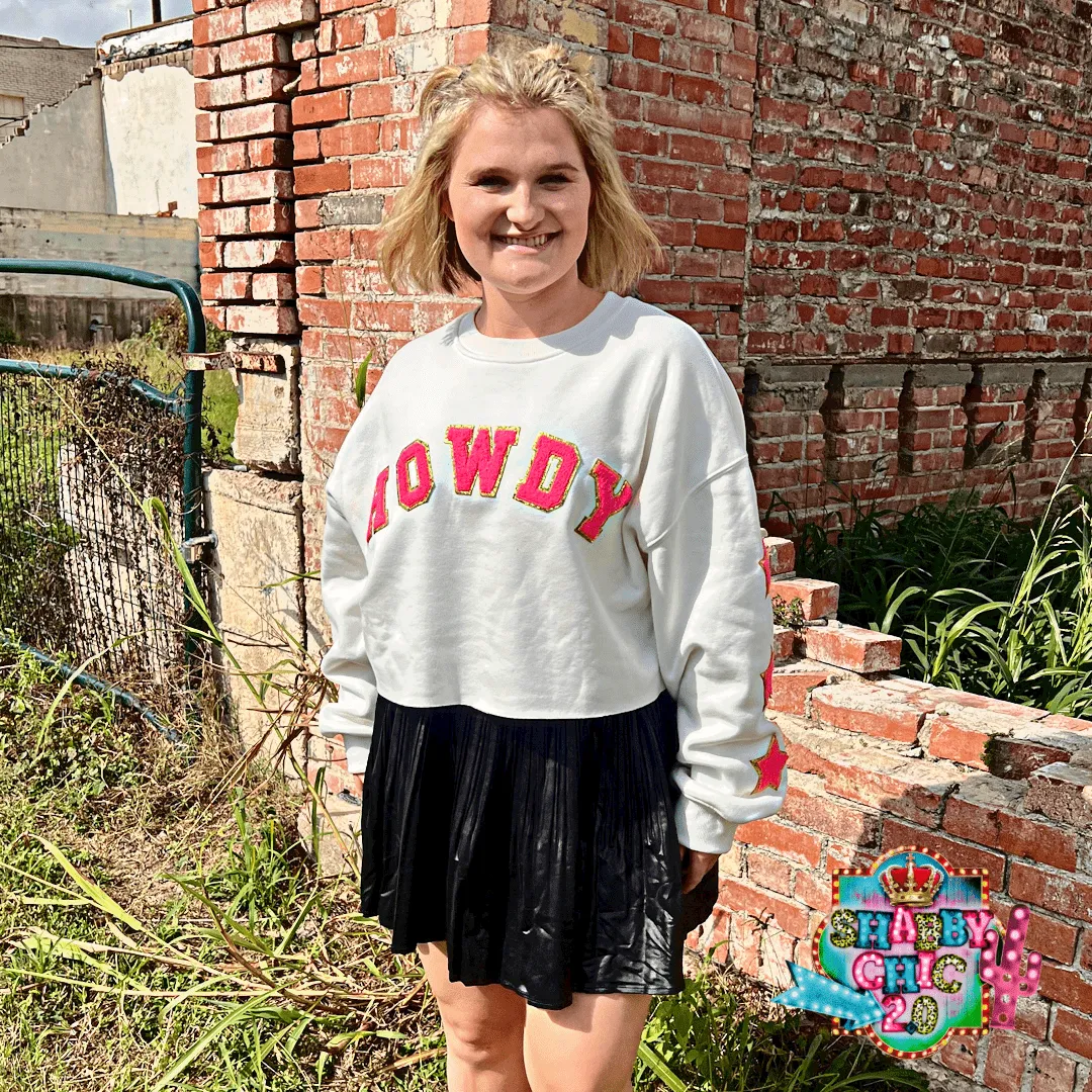 Howdy White Sweat Crop Top