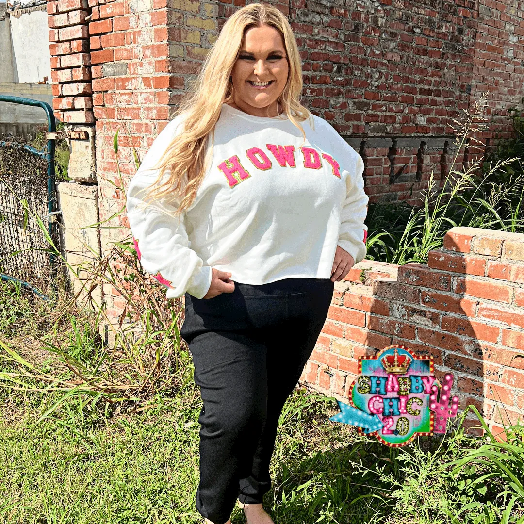 Howdy White Sweat Crop Top
