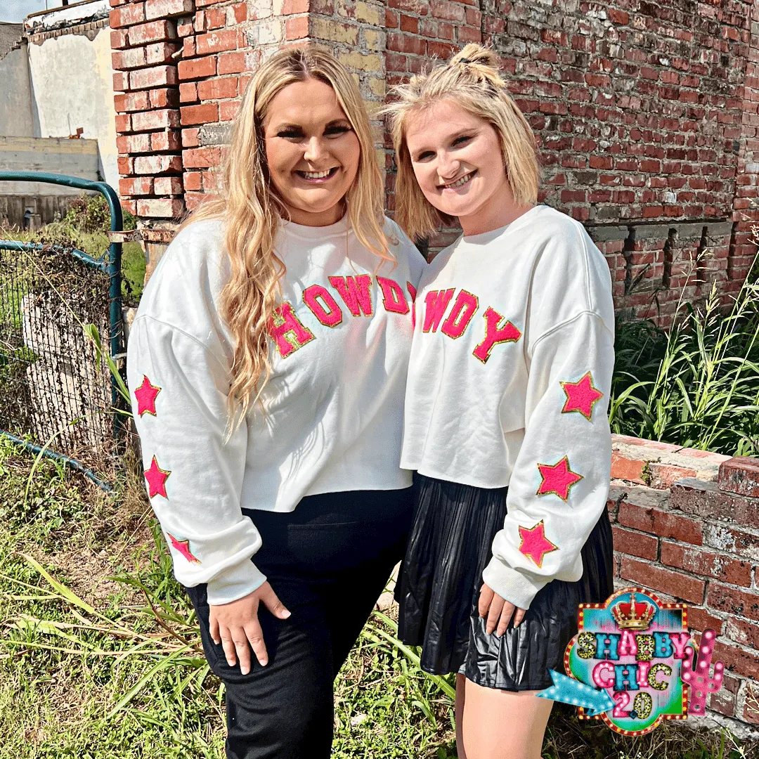 Howdy White Sweat Crop Top