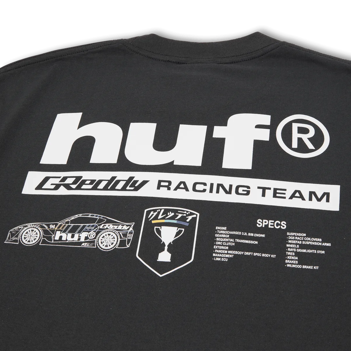 HUF x GReddy Racing Performance (oversized) Tee - Washed Black