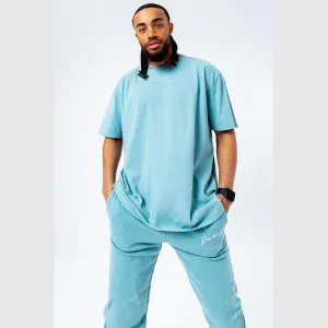 Hype Teal Oversized Acid Wash Men'S T-Shirt