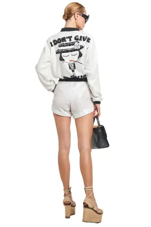 I Don'T Give A Chic Sequin Bomber Jacket