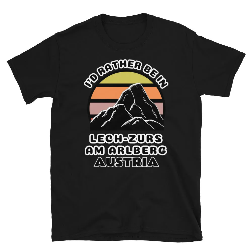 I'd Rather Be in Lech-Zurs am Arlberg T-Shirt | Vintage Sunset Mountain