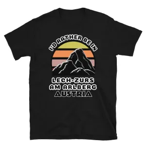 I'd Rather Be in Lech-Zurs am Arlberg T-Shirt | Vintage Sunset Mountain