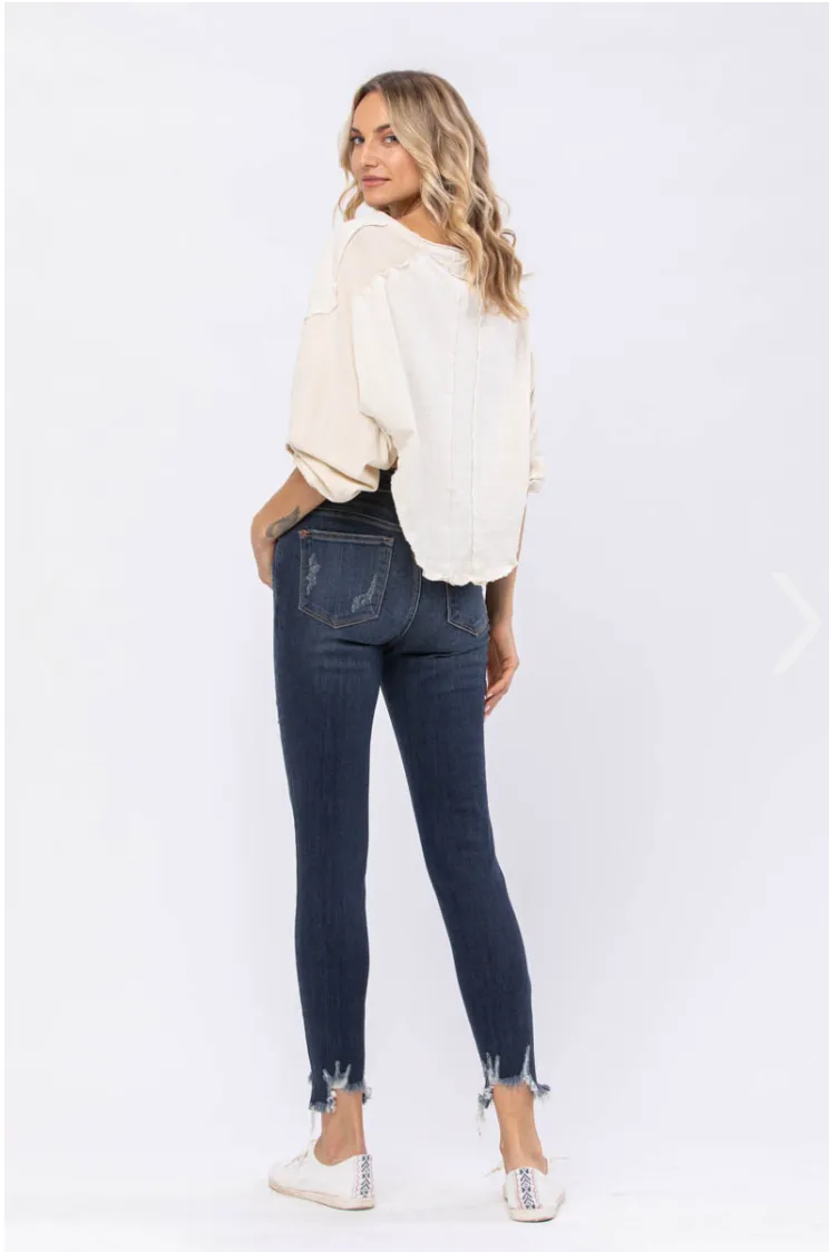 In A Mood Judy Blue Distressed Skinny Jeans