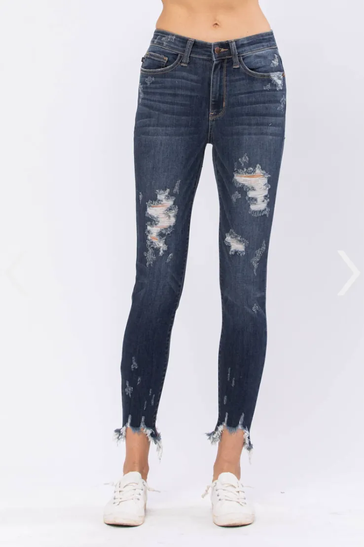 In A Mood Judy Blue Distressed Skinny Jeans
