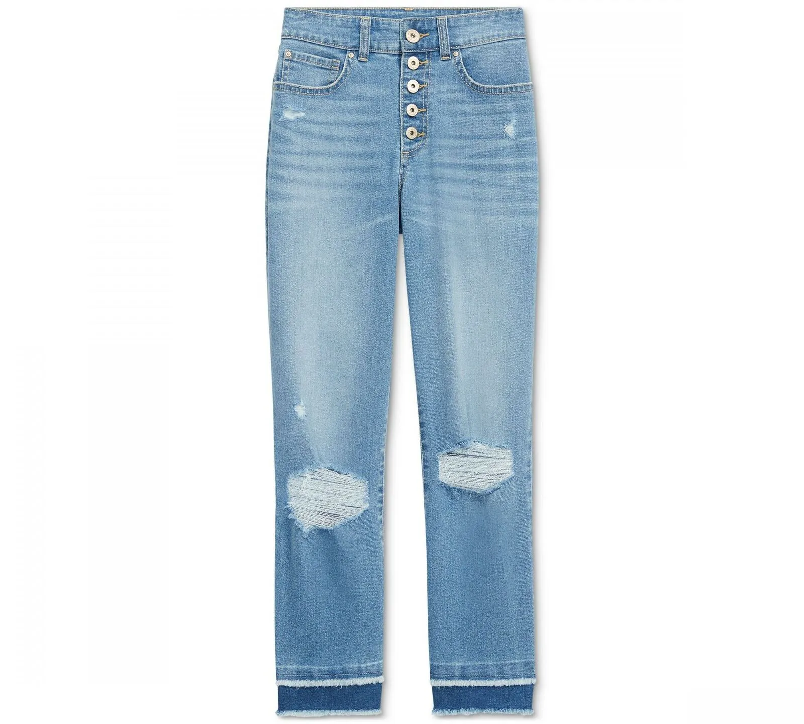INC International Concepts Women's Destructed Straight Leg Jeans