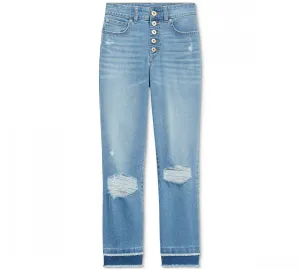 INC International Concepts Women's Destructed Straight Leg Jeans