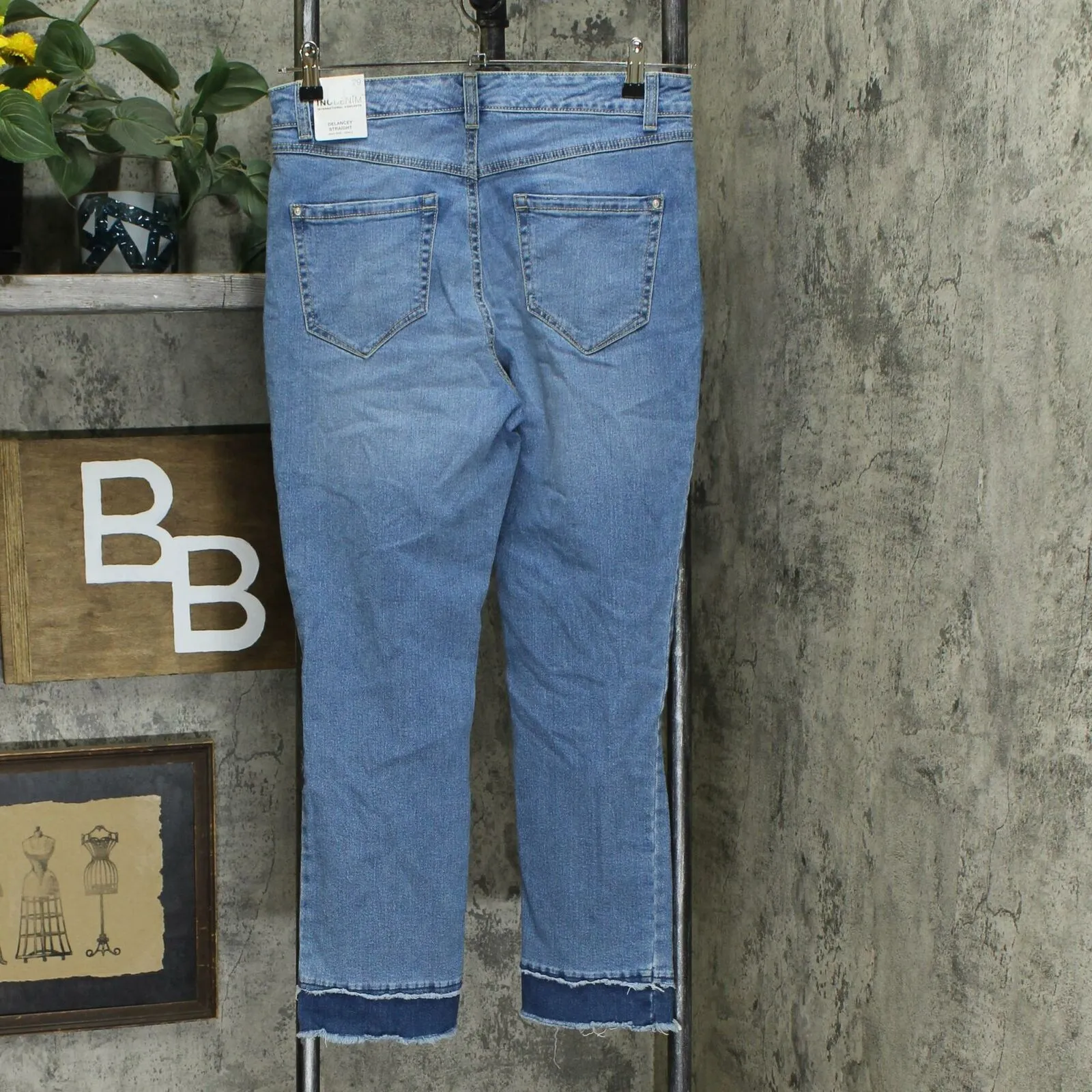 INC International Concepts Women's Destructed Straight Leg Jeans