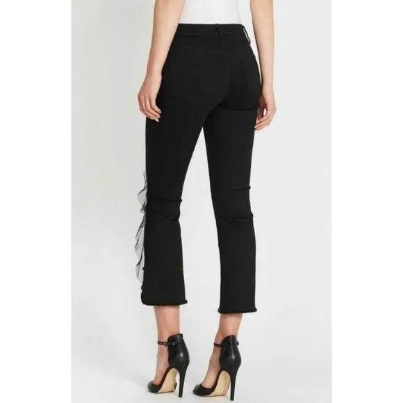 J Brand 835 Photo Ready Mid Rise Crop Skinny Evening Haze Jeans Organza Trim