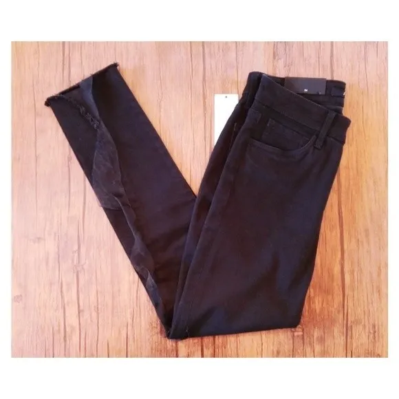 J Brand 835 Photo Ready Mid Rise Crop Skinny Evening Haze Jeans Organza Trim