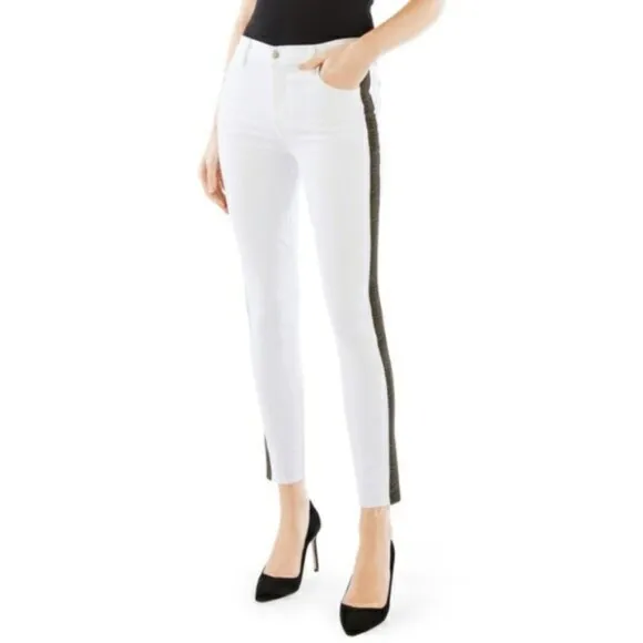J Brand Alana High-Rise Crop Skinny Jeans - Zebra Print Stripe, Size 28
