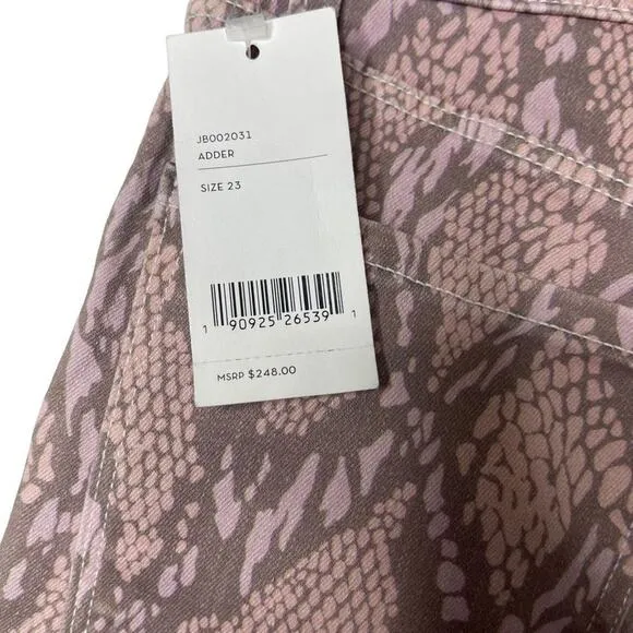 J Brand Alana Adder HighRise Crop Skinny Snake Printed Jeans Size 23 New