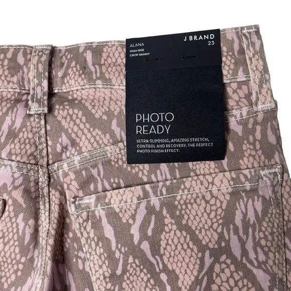 J Brand Alana Adder HighRise Crop Skinny Snake Printed Jeans Size 23 New