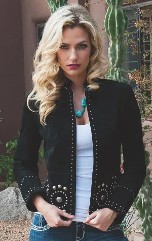 Jacket, Black Suede with Conchos - Style L191