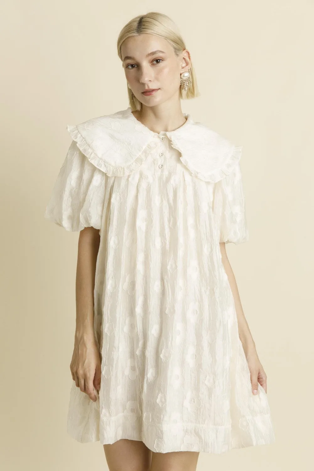 JACQUARD FLOWER MINI DRESS