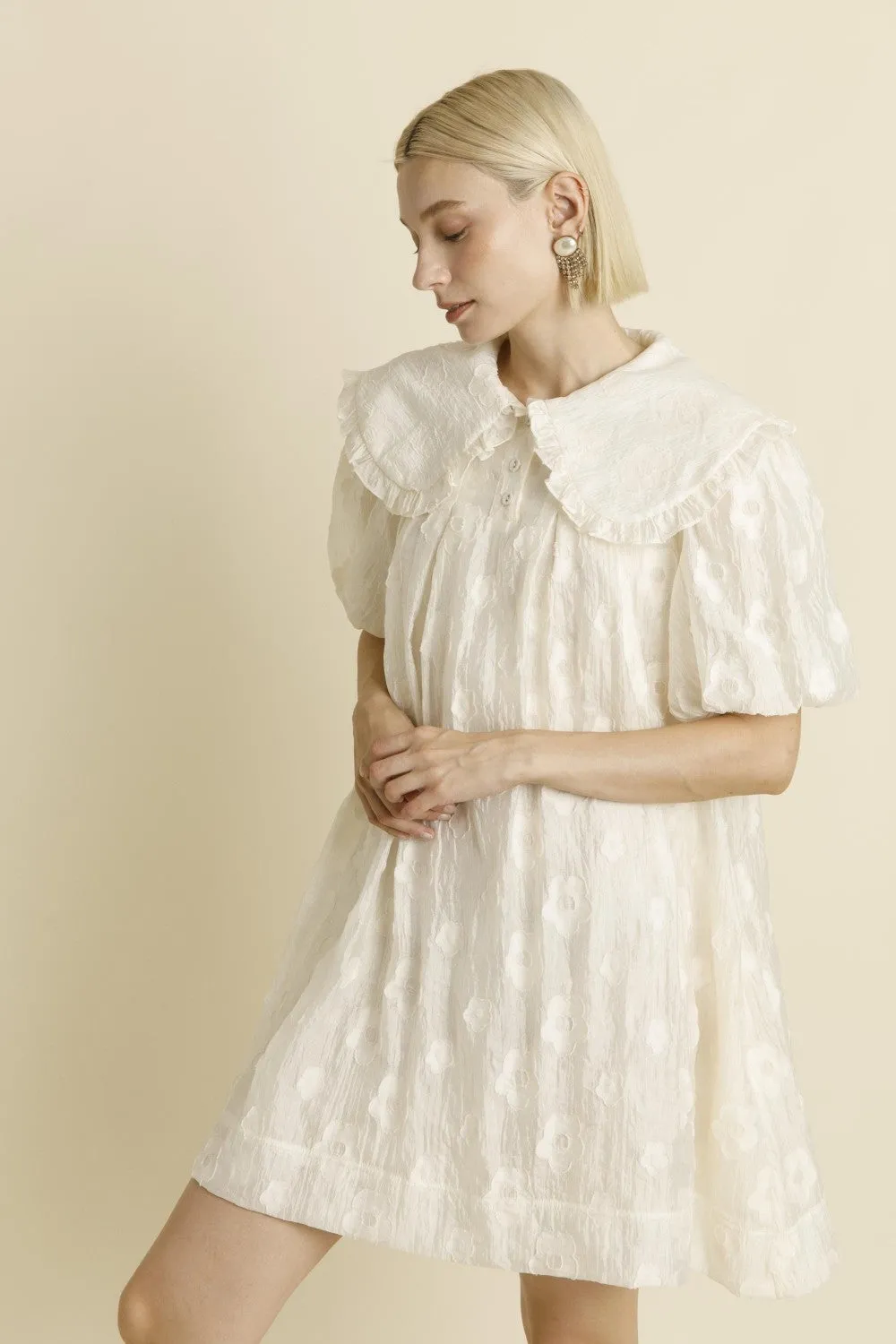 JACQUARD FLOWER MINI DRESS