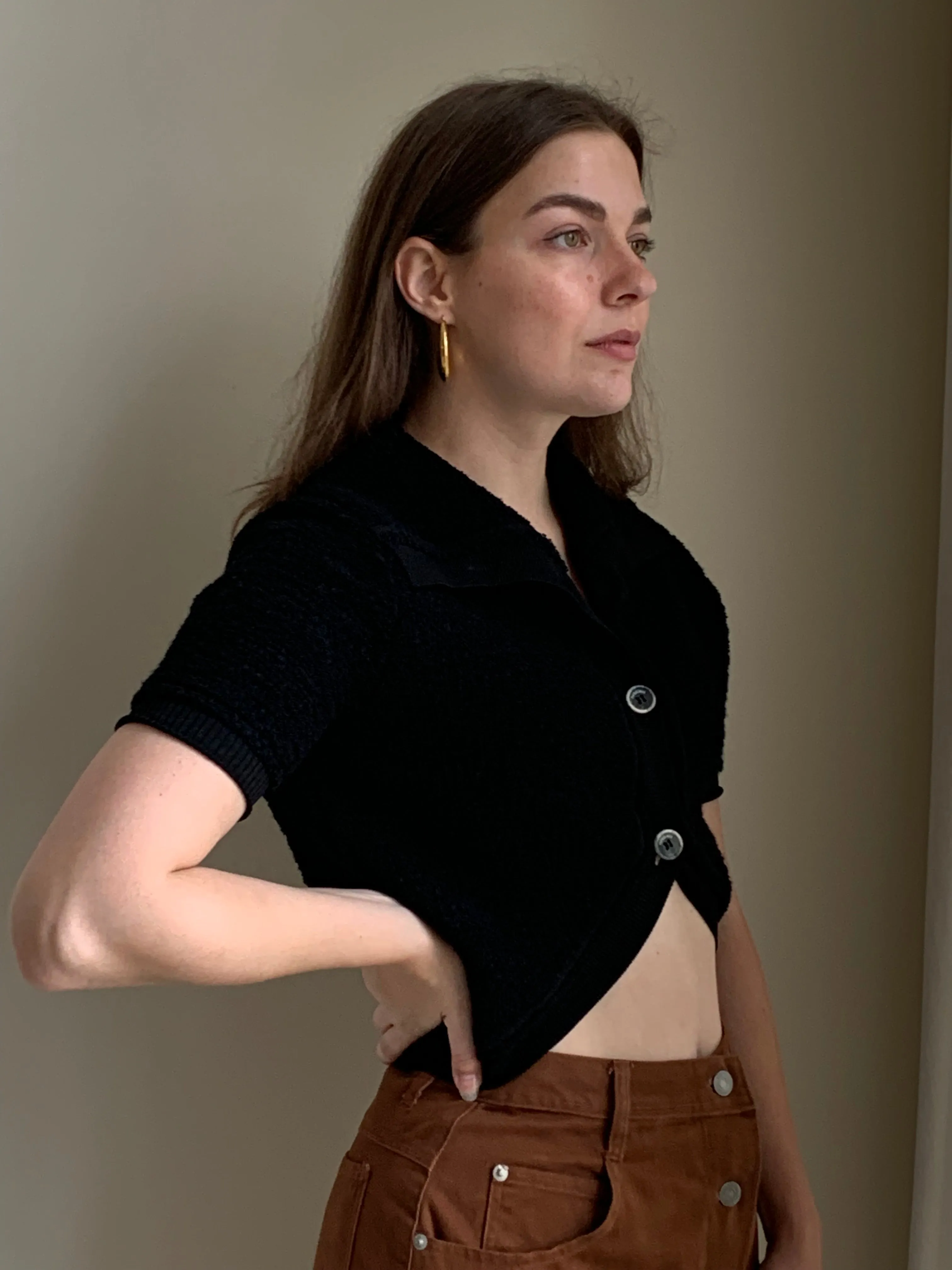 Jacquemus collared crop knit top