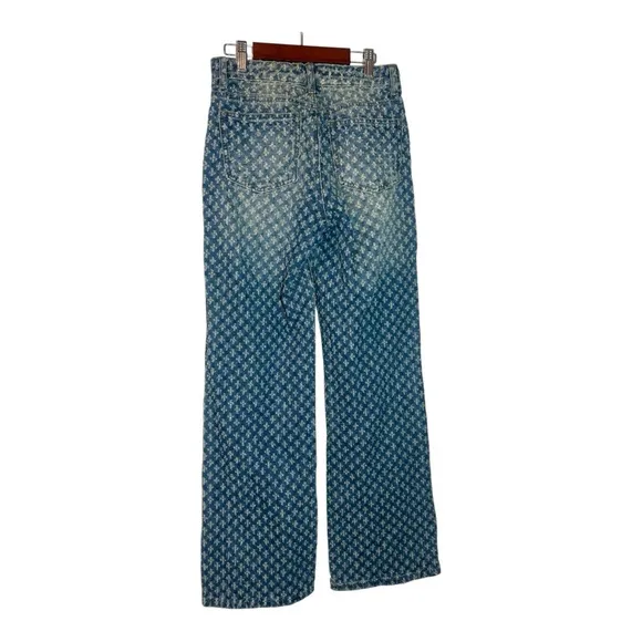 JADED LONDON Blue Slouchy Fit Jeans With Ripped Print