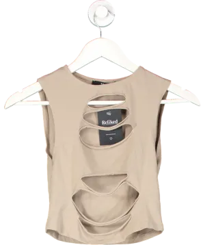 Jaded London Brown Slash Detail Crop Top UK 8