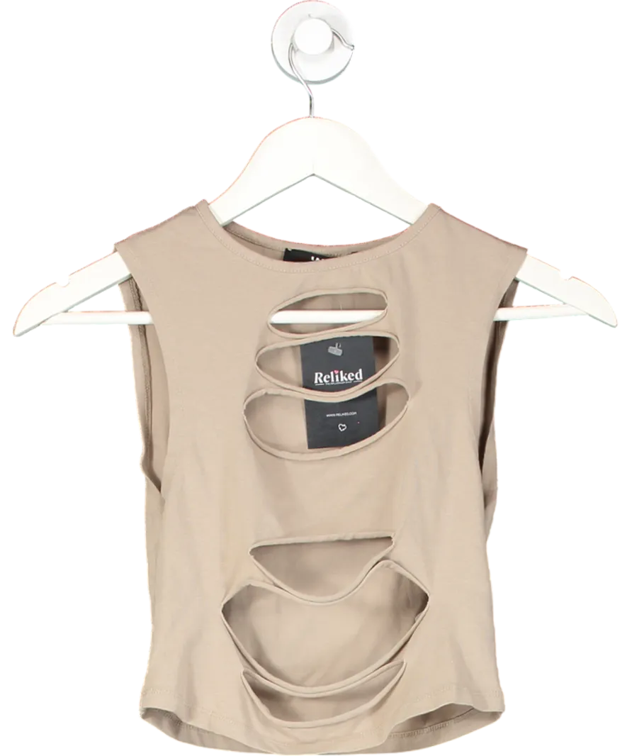 Jaded London Brown Slash Detail Crop Top UK 8