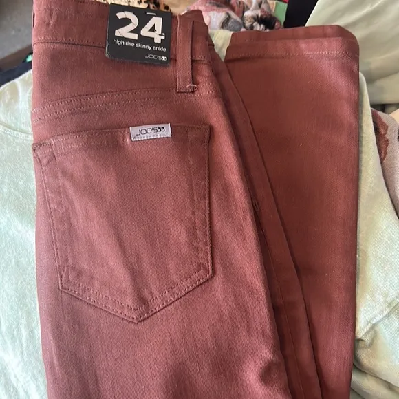 Joes Jeans High rise Skinny Saddleback Coated Burnt Orange