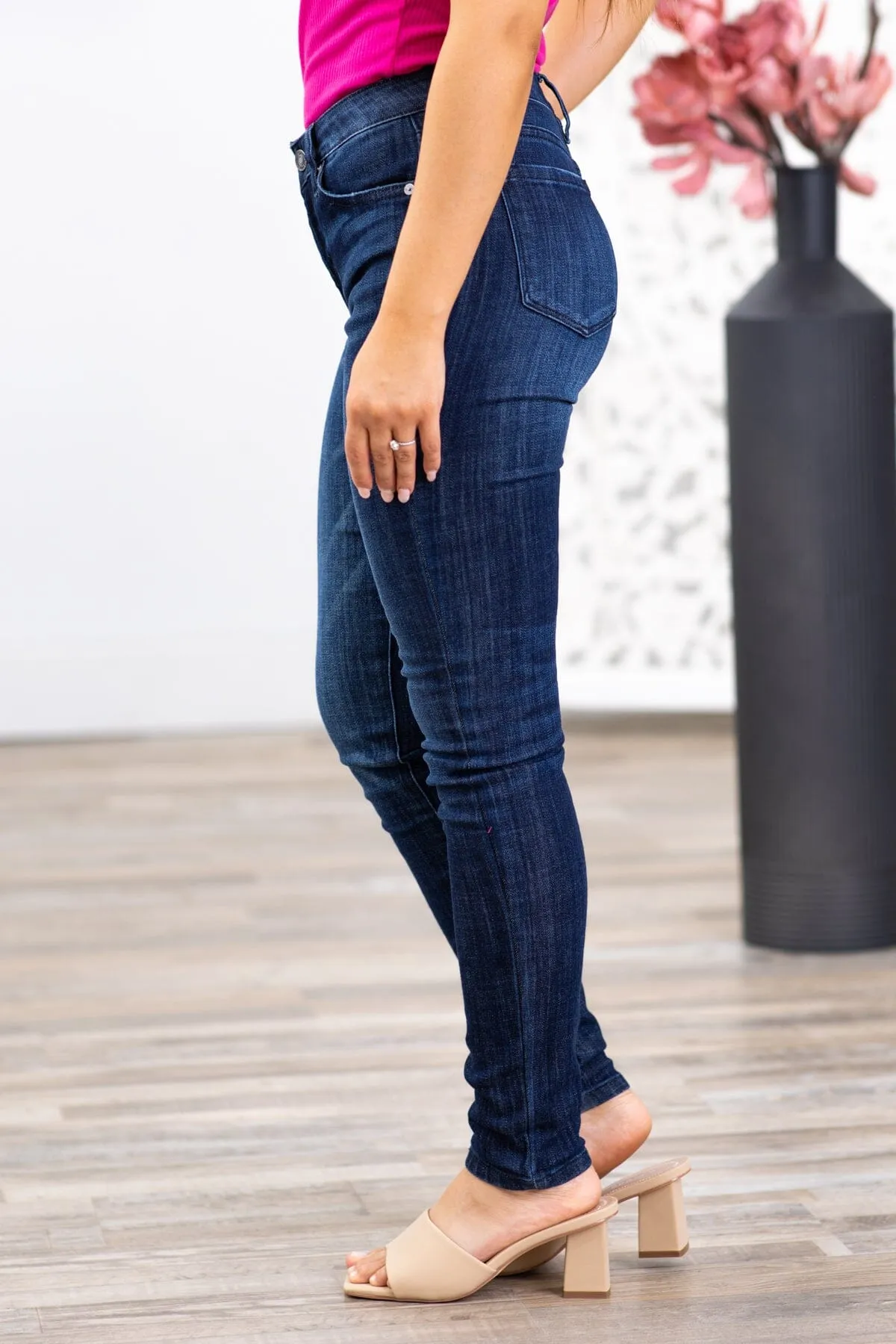 Kancan Dark Wash Mid Rise Skinny Jeans