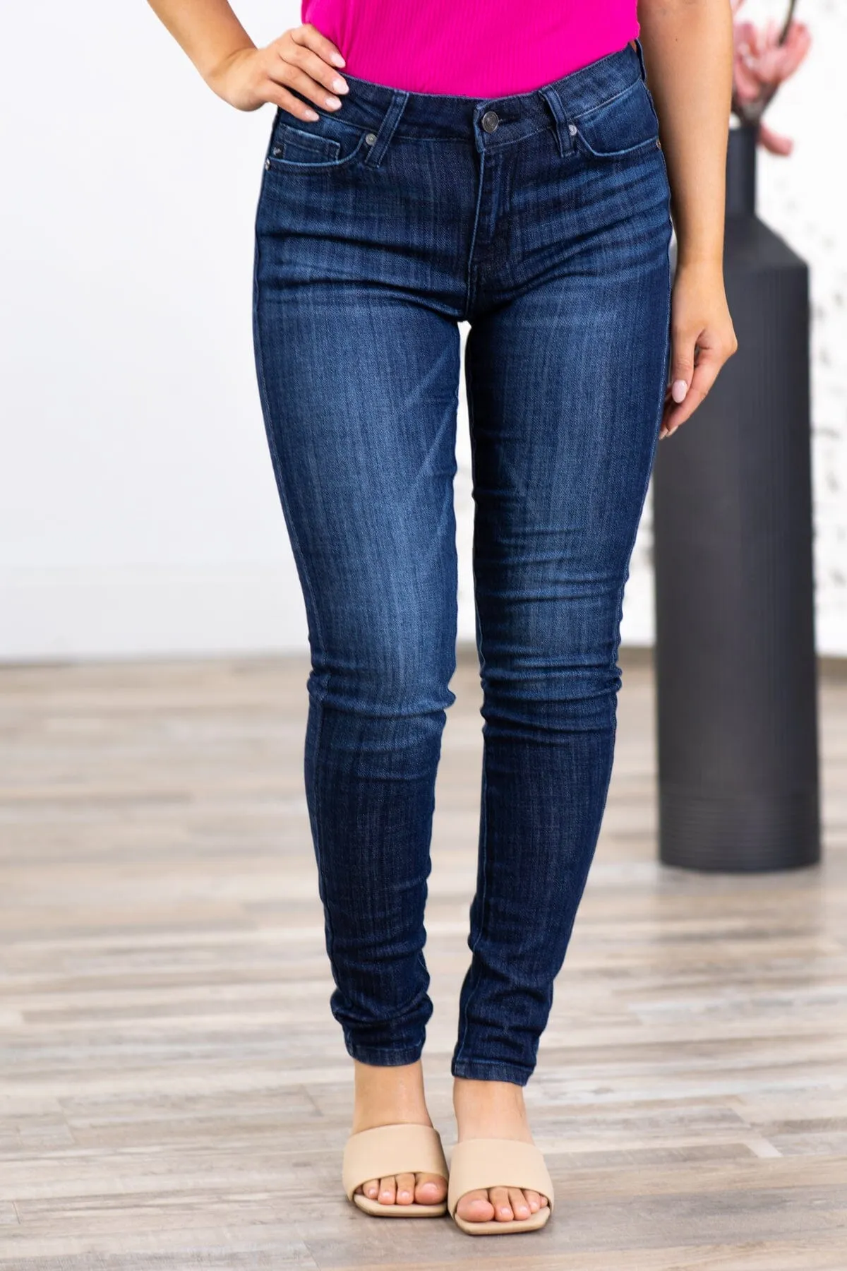 Kancan Dark Wash Mid Rise Skinny Jeans
