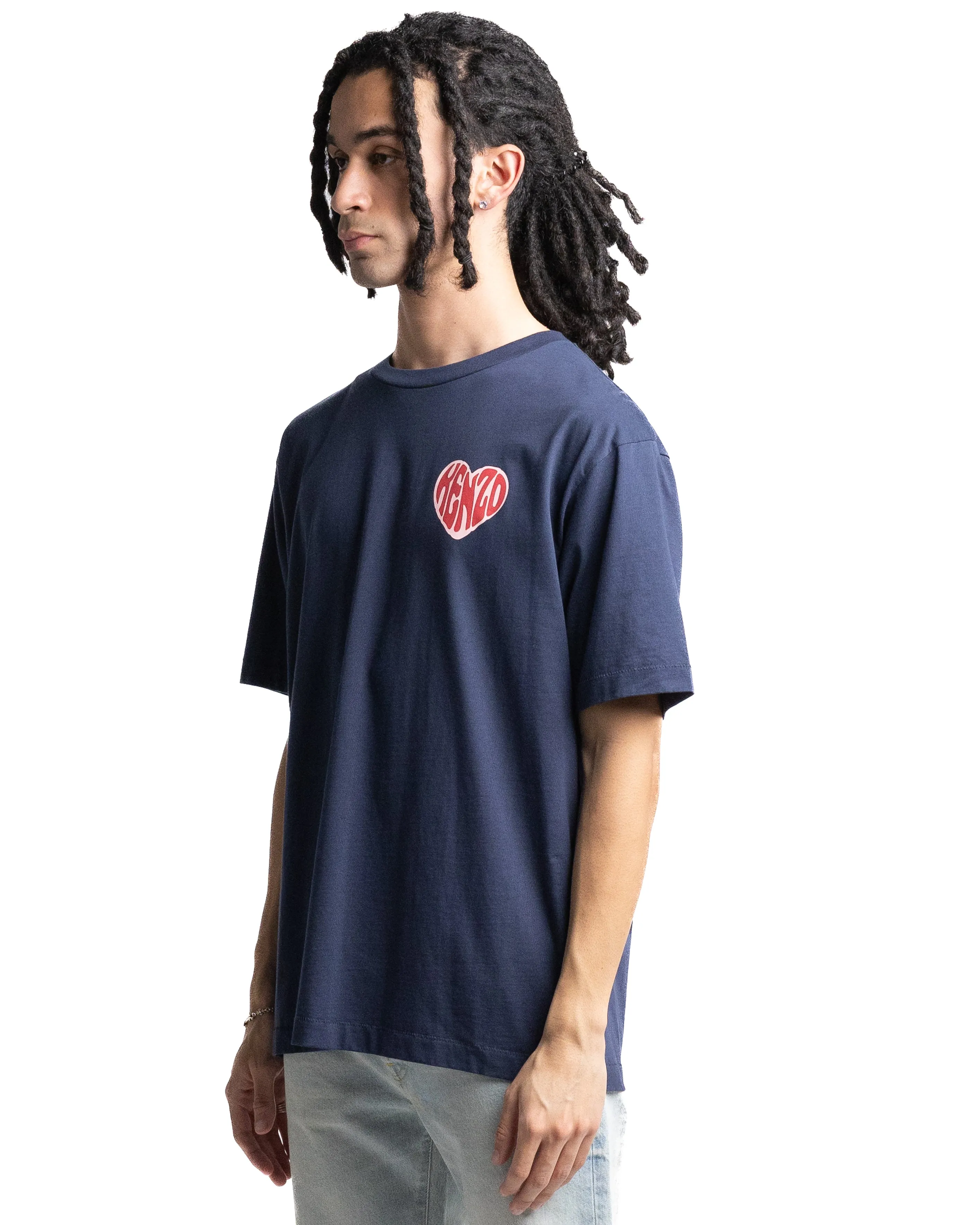 Kenzo Heart Graphic Logo Tee Midnight Blue