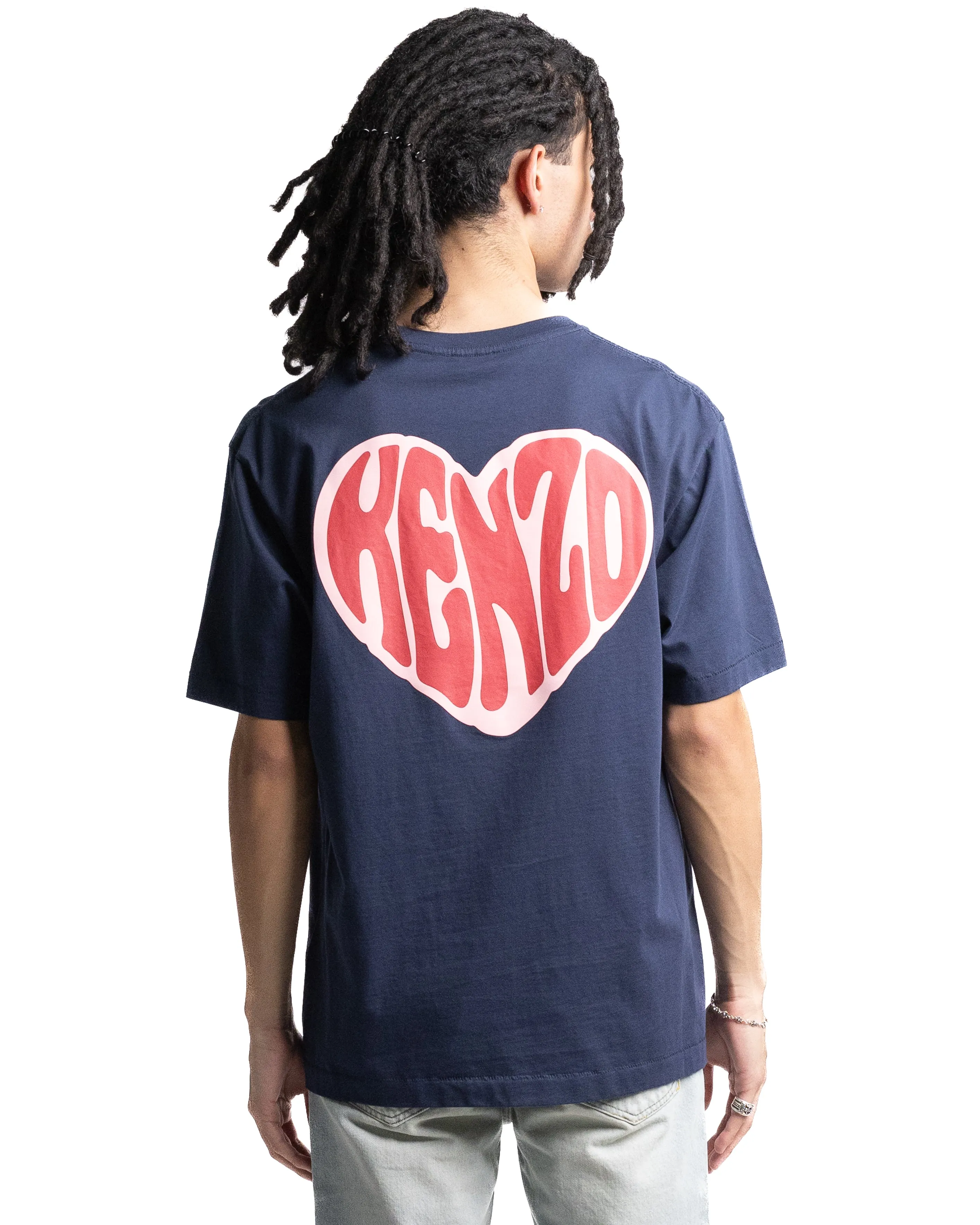 Kenzo Heart Graphic Logo Tee Midnight Blue