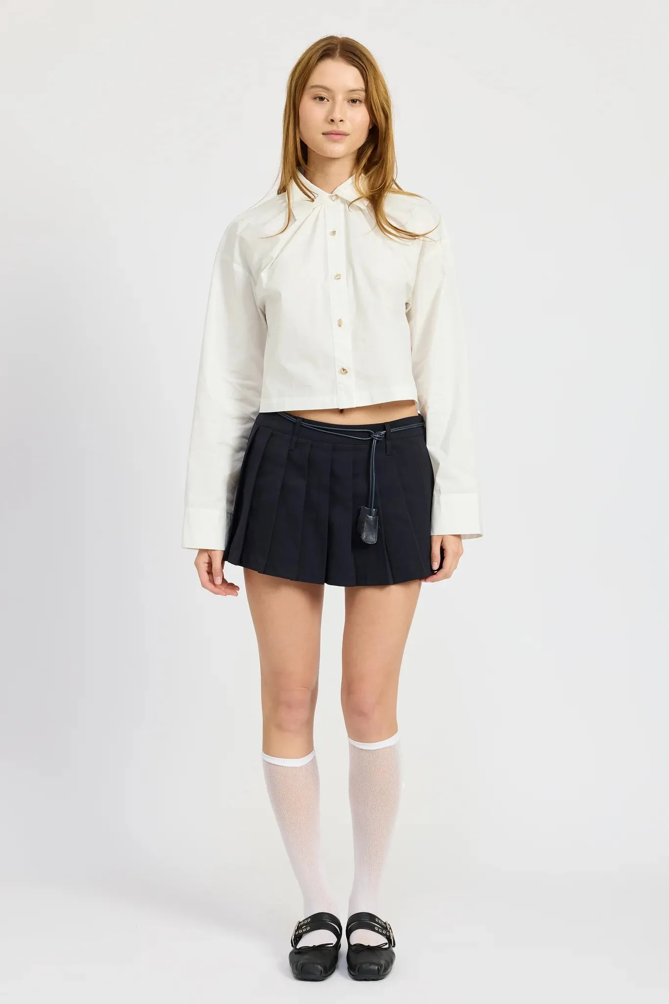Kindra Poplin Top (White)