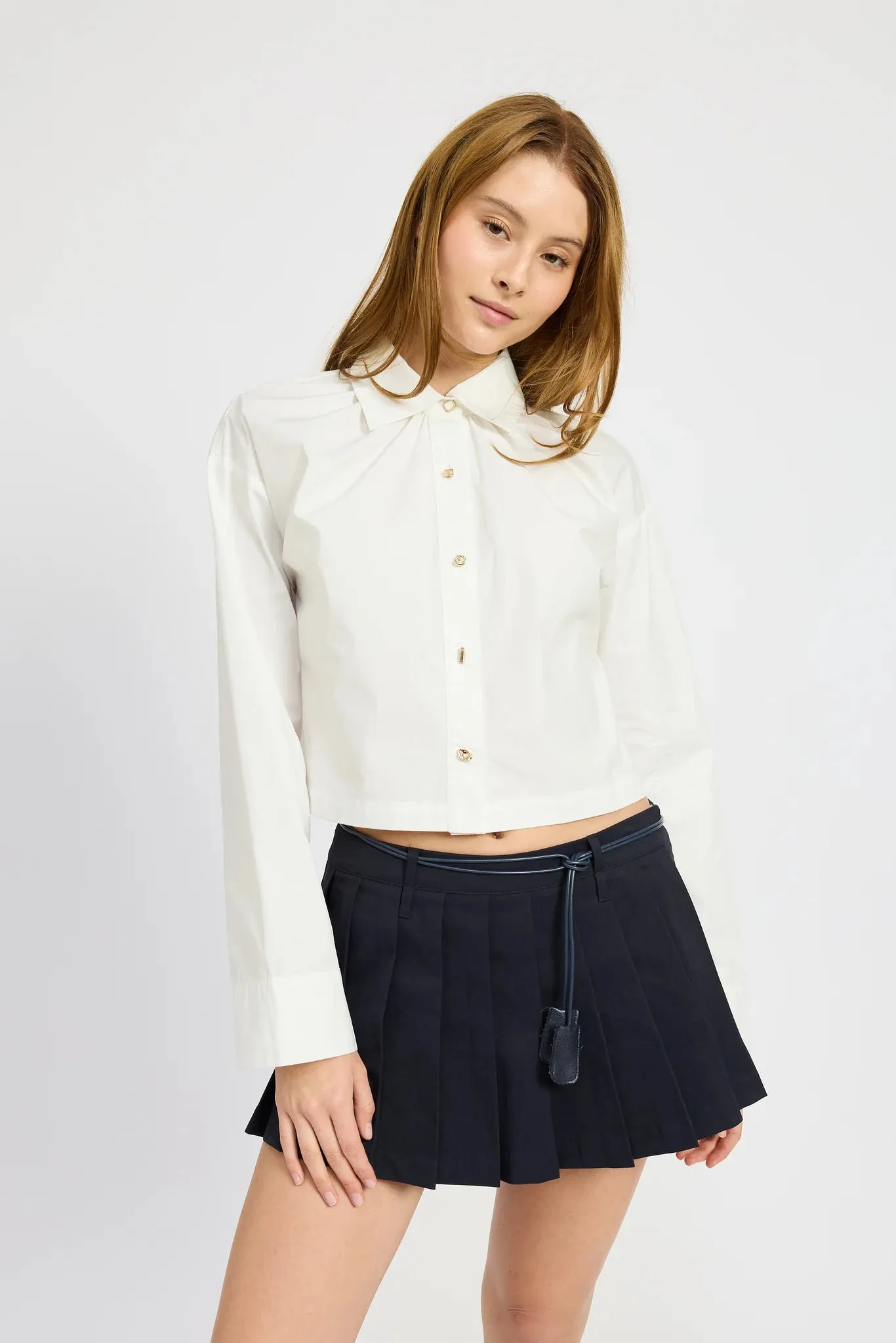 Kindra Poplin Top (White)
