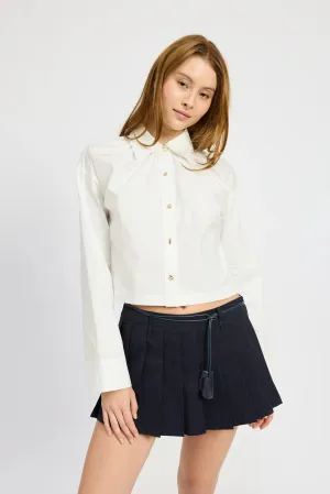Kindra Poplin Top (White)