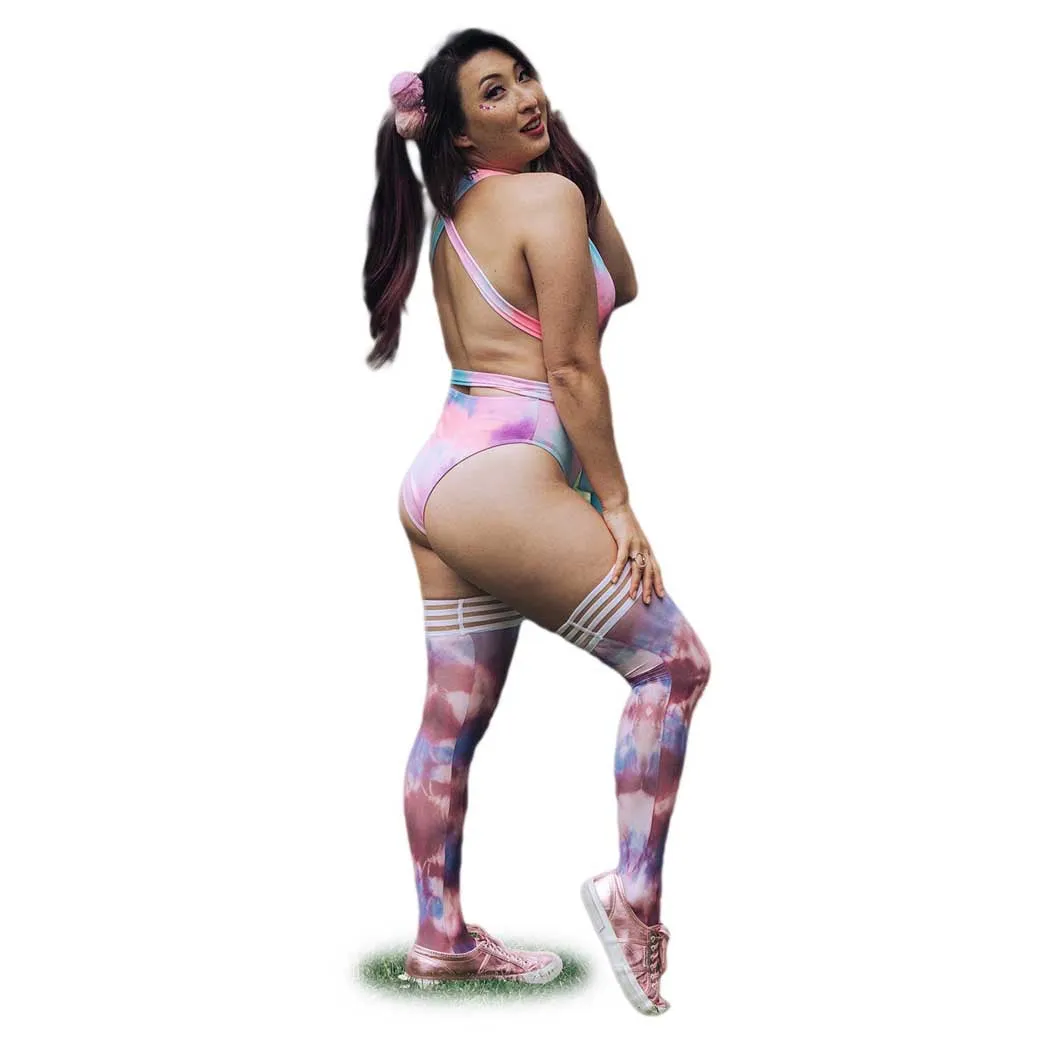 Kix'ies Madisen Blue and Purple Tie Dye Thigh Highs